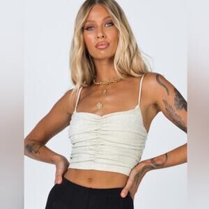 Princess Polly NWT GiGi Glitter Ruched Crop Top in Champagne Women’s Size 12